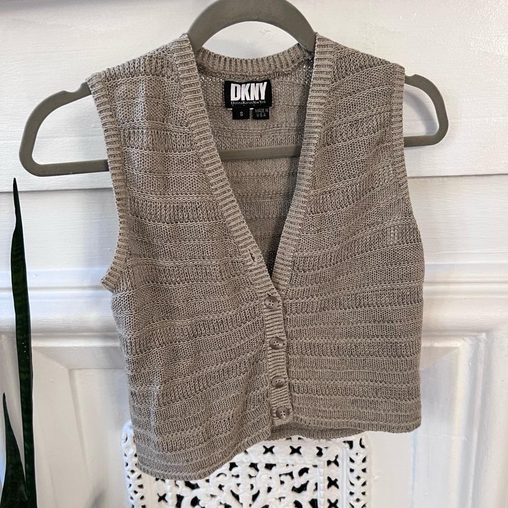 90s DKNY cropped sweater vest